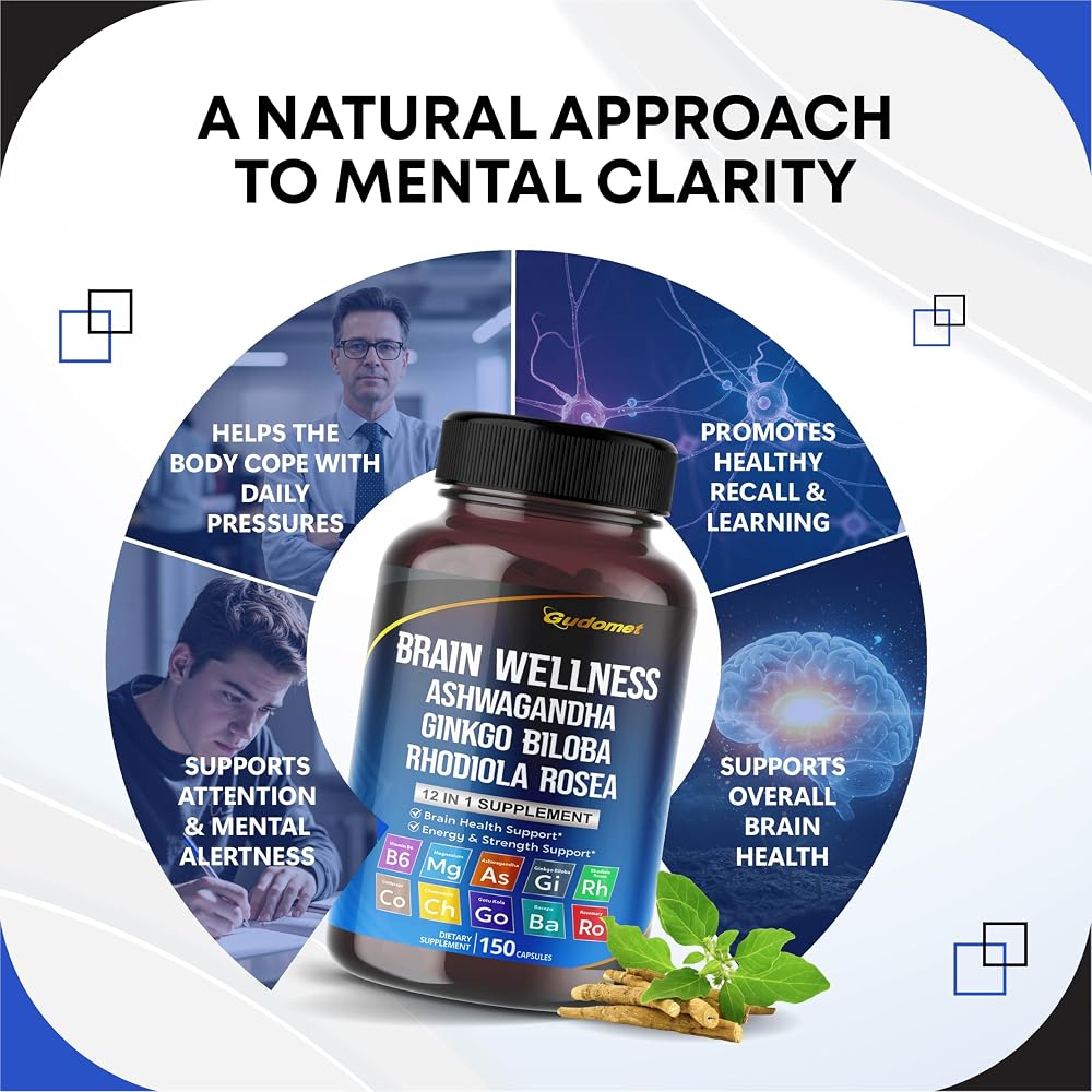 GUDOMET Brain Wellness 12-in-1 with Ashwagandha & Magnesium - 150 Capsules - image 4