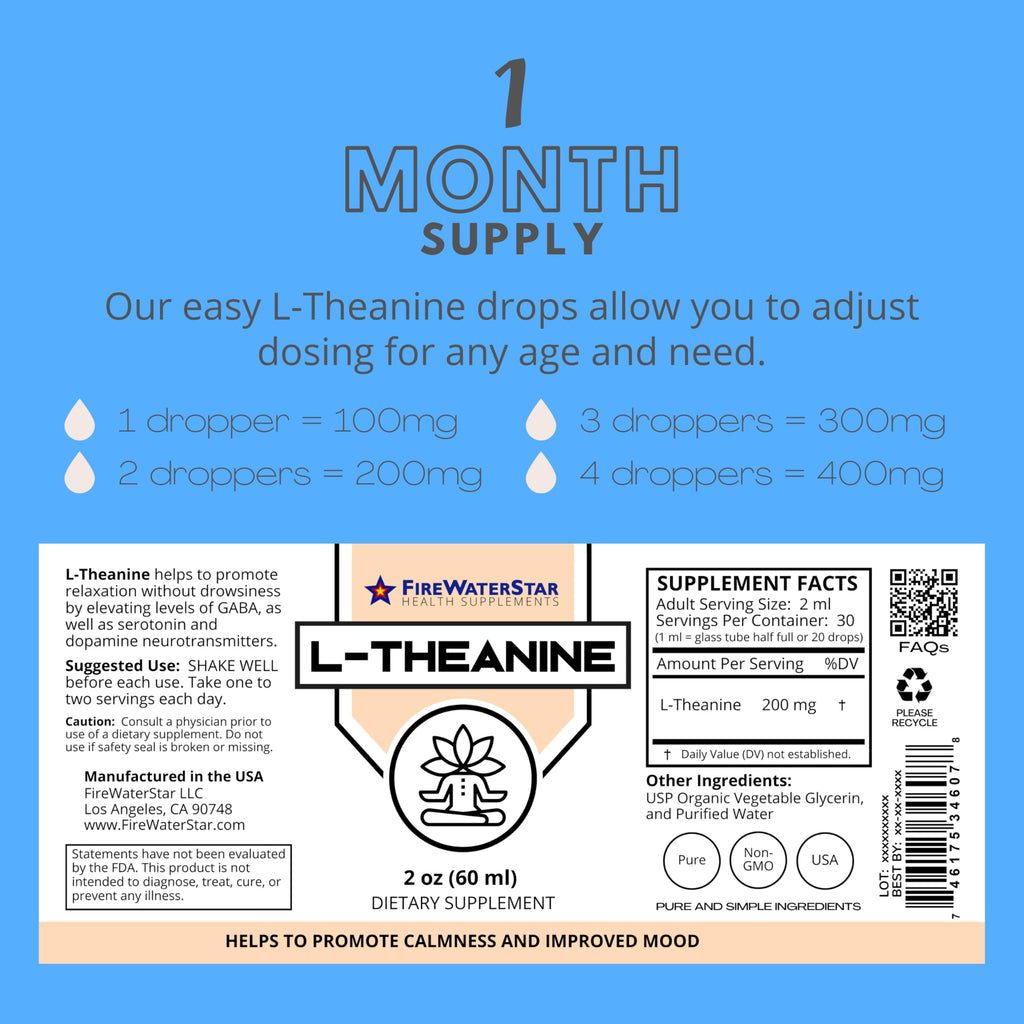 FIREWATERSTAR L-Theanine Liquid Drops 200mg - 2 Fl Oz - image 6