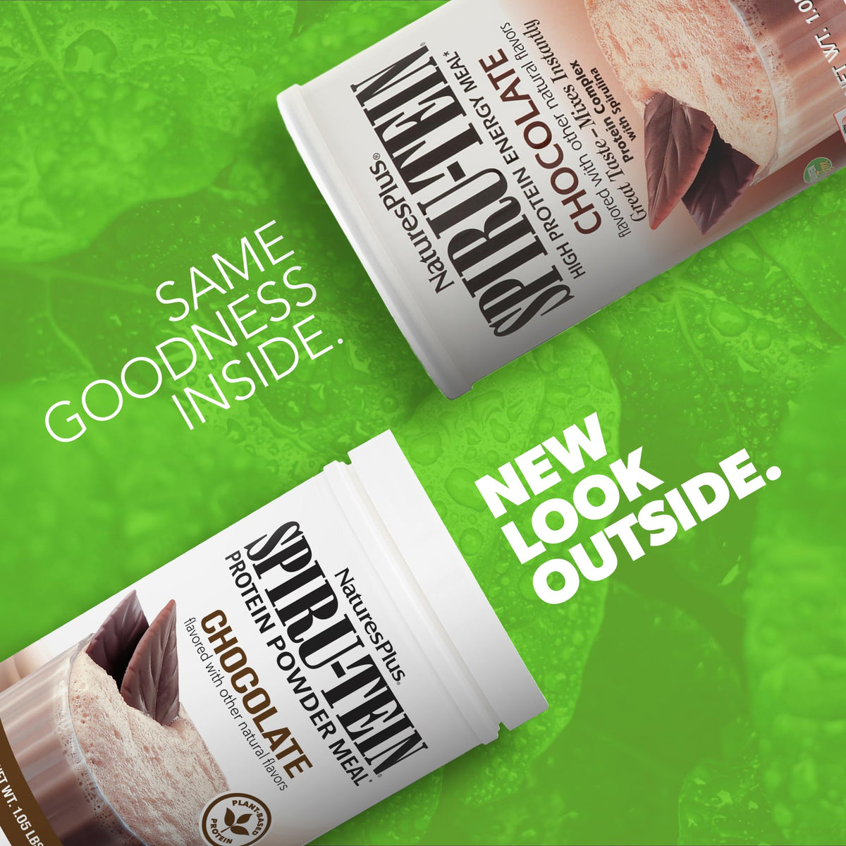 NaturesPlus SPIRU-TEIN Chocolate Plant-Based Protein Shake - 17 Servings - image 2