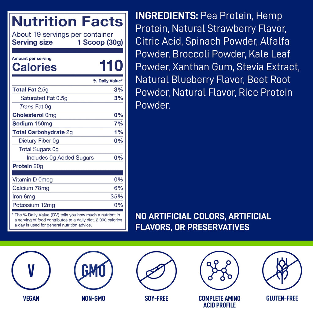 LeanFit Plant-Based Protein & Greens Natural Berry - 19 Servings - image 2