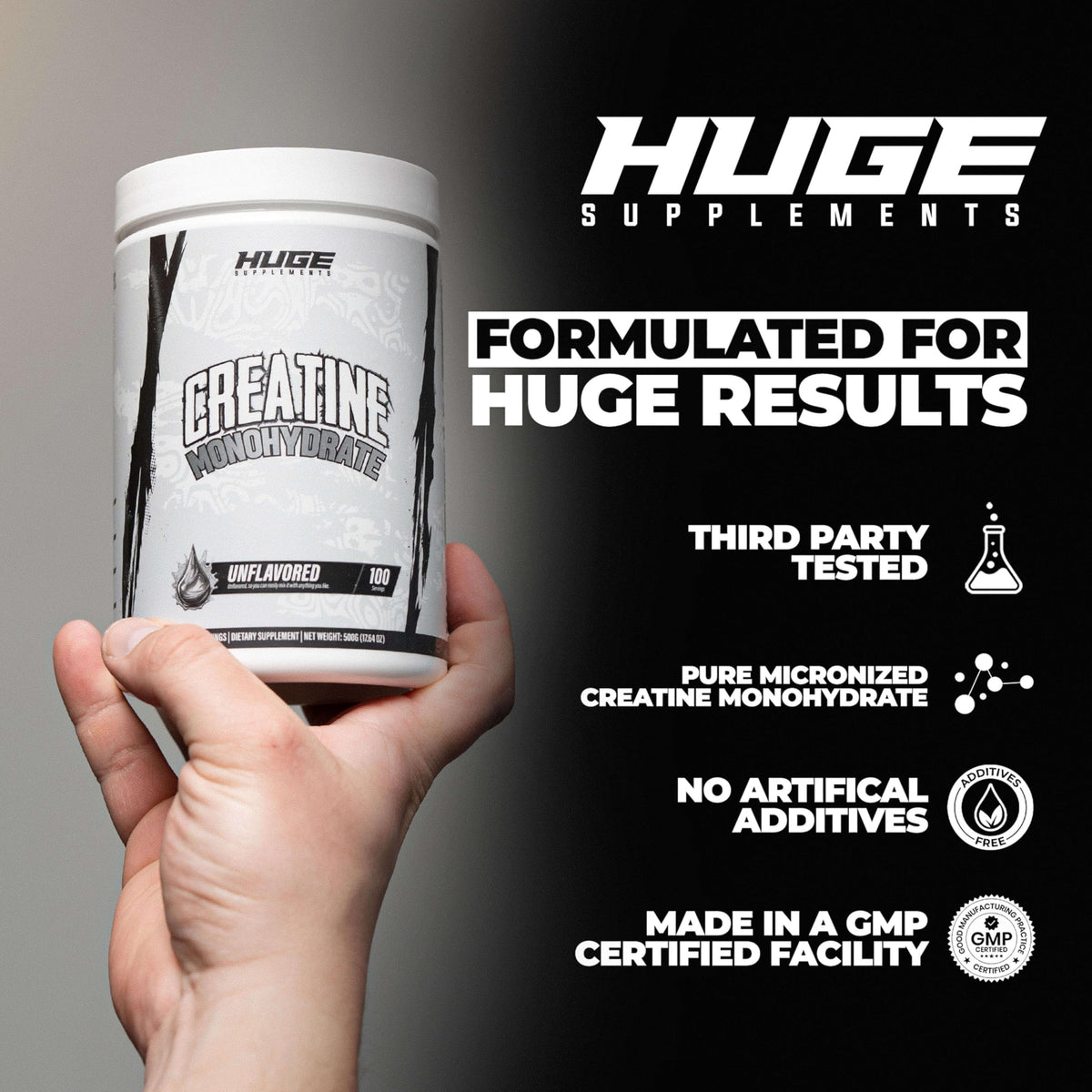 Huge Supplements Pure Micronized Creatine Monohydrate Powder - 500g - image 5