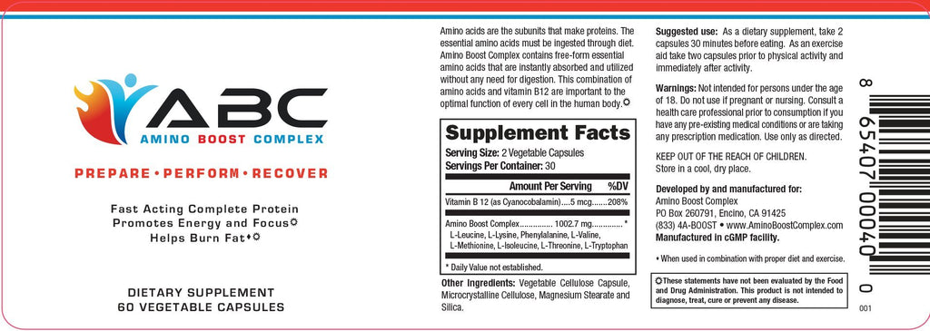 Amino Boost Complex Essential Amino Acid & B Vitamin - 120 Capsules - image 2