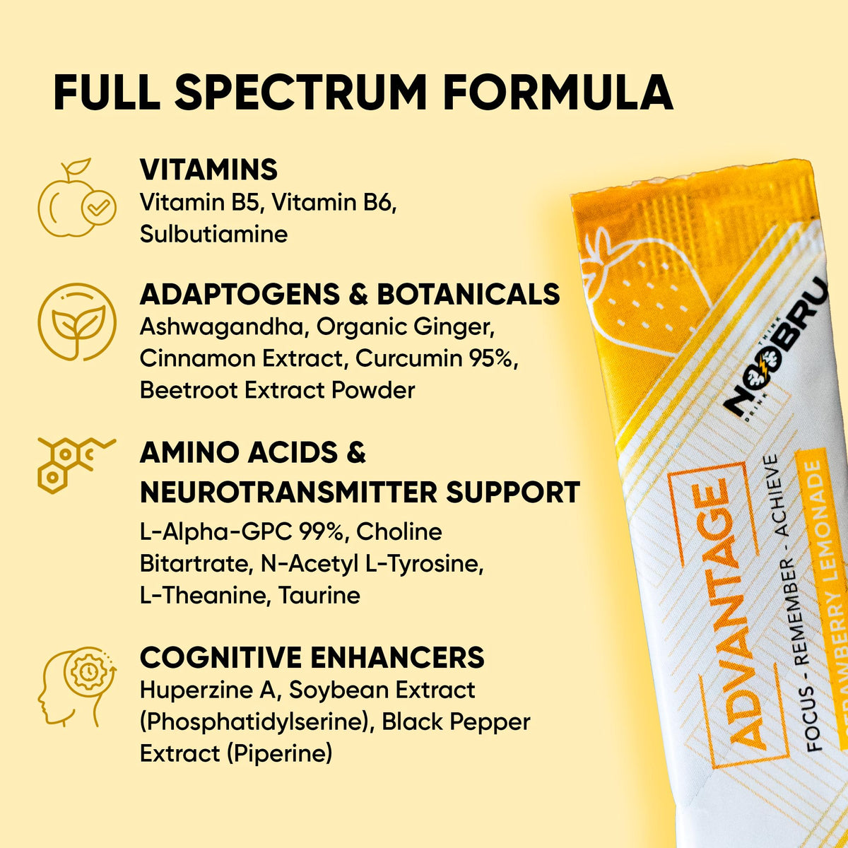 Noobru Advantage Nootropic Brain Supplement - 20 Sachets - image 4