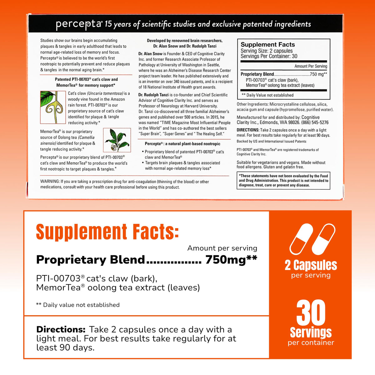 Percepta Plant-Based Memory Support Brain Booster - 60 Capsules - image 2