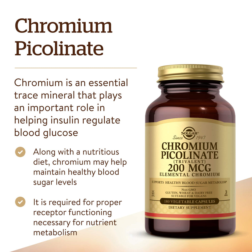 Solgar Chromium Picolinate 200 mcg - 180 Vegetable Capsules - image 3
