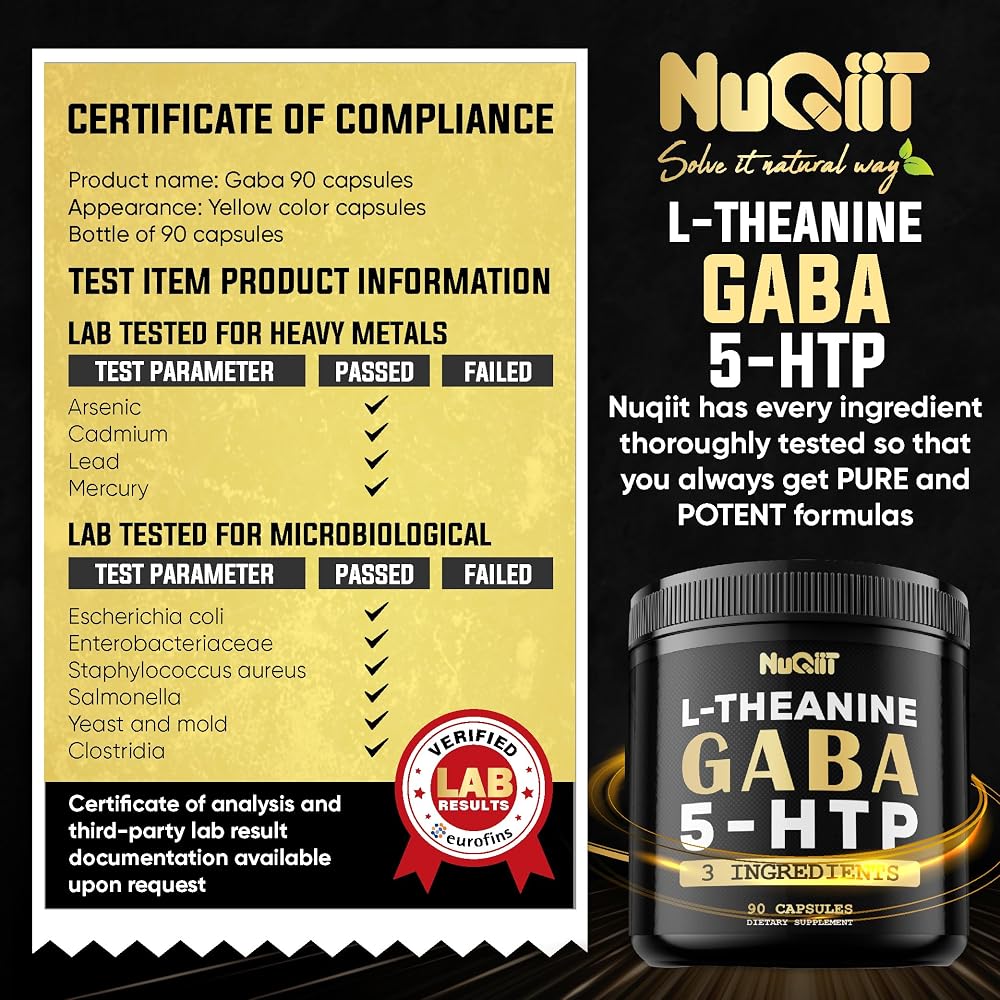 NUQIIT 3in1 GABA L-Theanine 5-HTP Brain Support - 90 Capsules - image 5