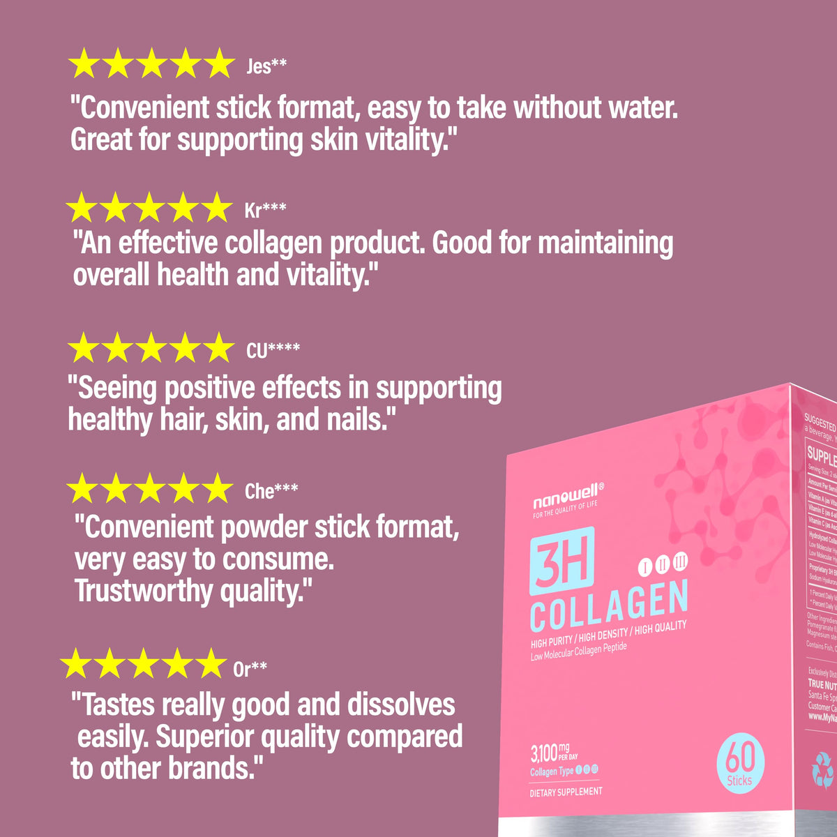NANOWELL 3H Collagen Peptide 60 Sticks - I