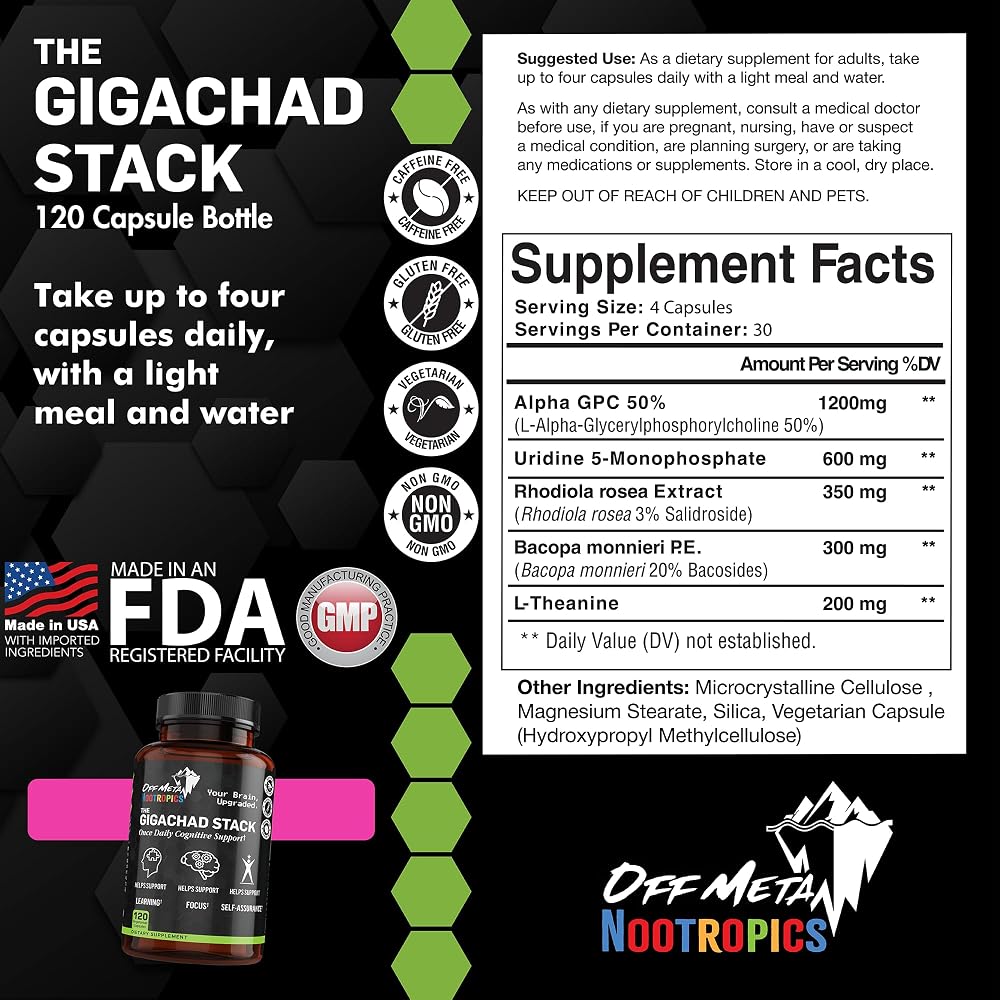 Off Meta Nootropics GigaChad Stack Brain Supplement - 120 Capsules - image 6