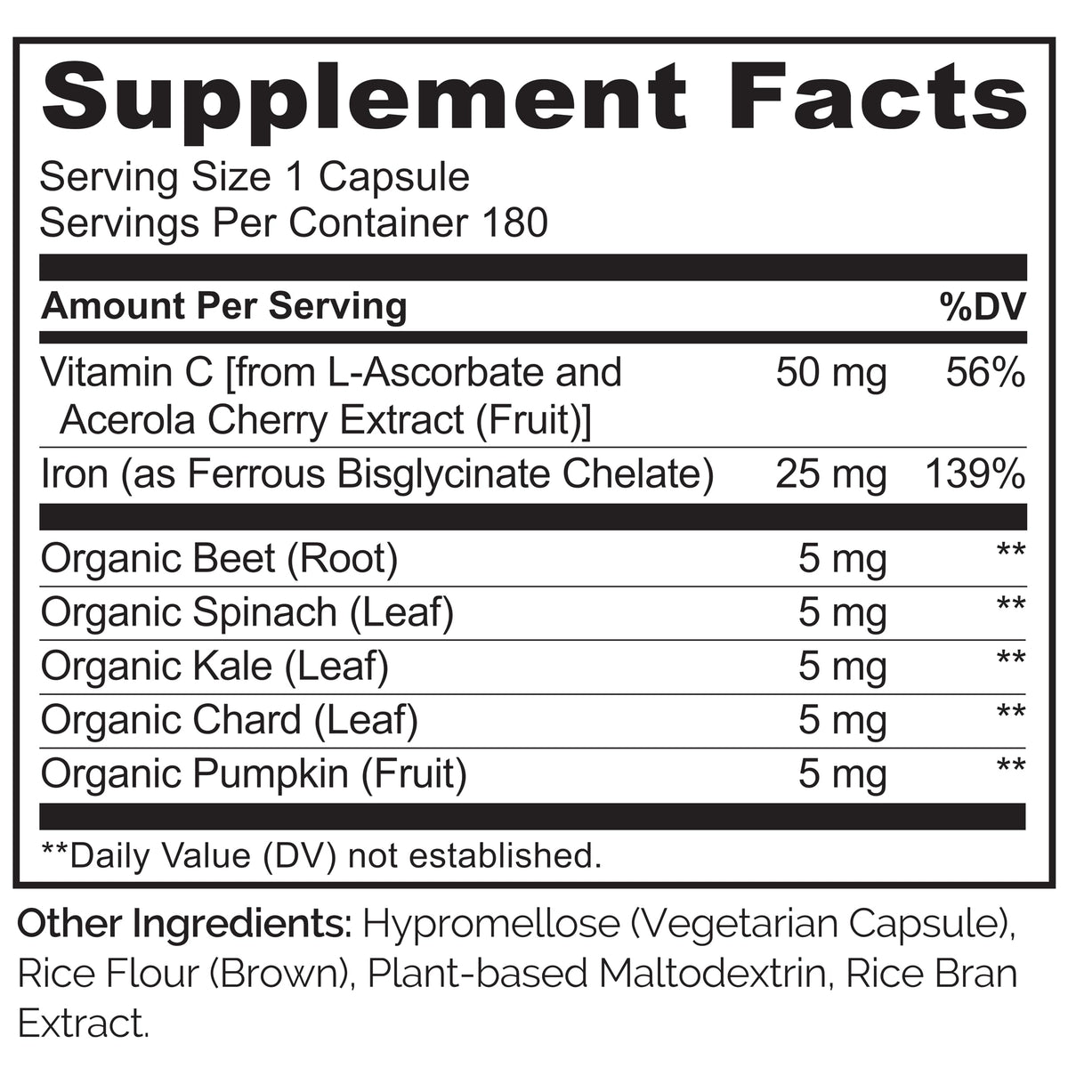 Naturelo Capsules iron 25Mg vitamin C gentle On The Stomach