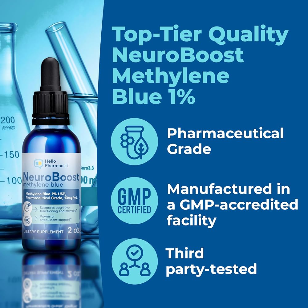 HelloPharmacist Methylene Blue 1% Liquid Brain Support - 2 oz - image 3