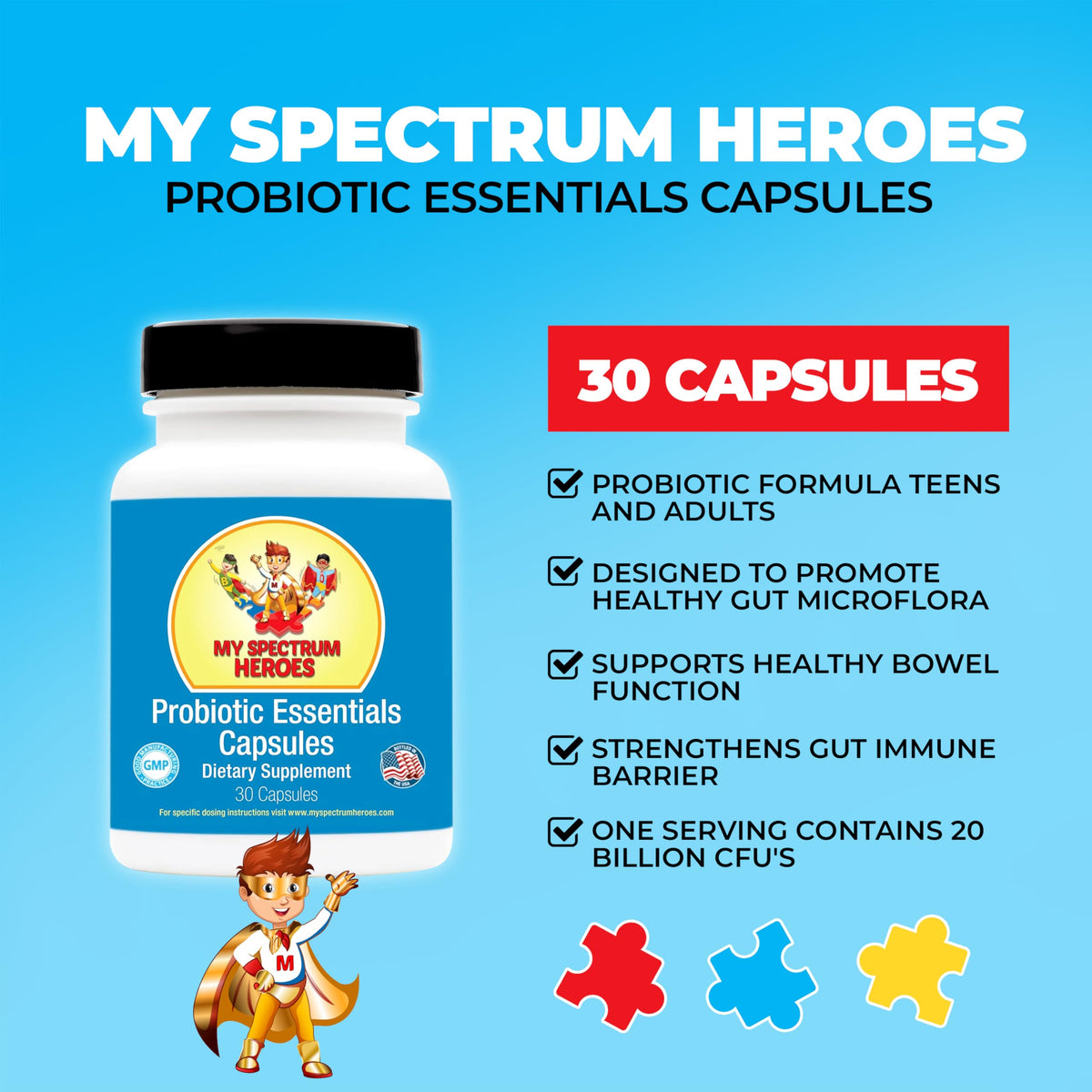 My Spectrum Heroes Probiotic Capsules for Digestive Health - 30 Count - image 2