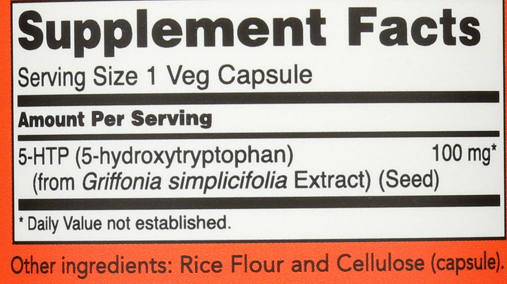 NOW Foods 5-HTP 100mg Vegetarian Capsules - 240 Count - image 3
