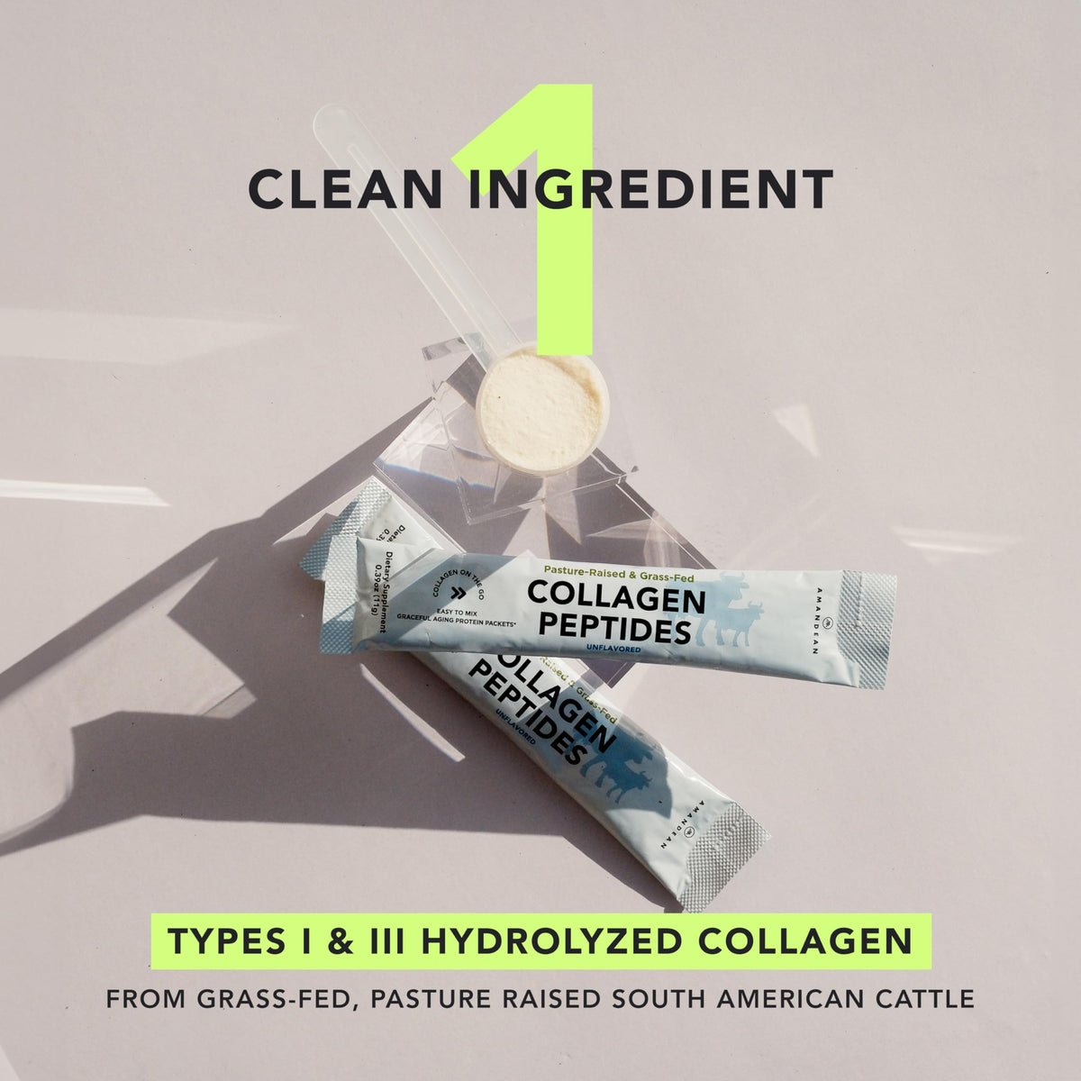 AMANDEAN Collagen Peptides Powder Grass-Fed - 30 Packets - image 2