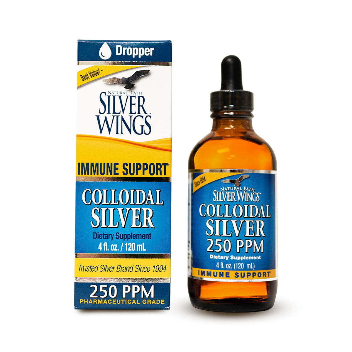 Natural Path Silver Wings Colloidal Silver 250ppm 32oz - Premium