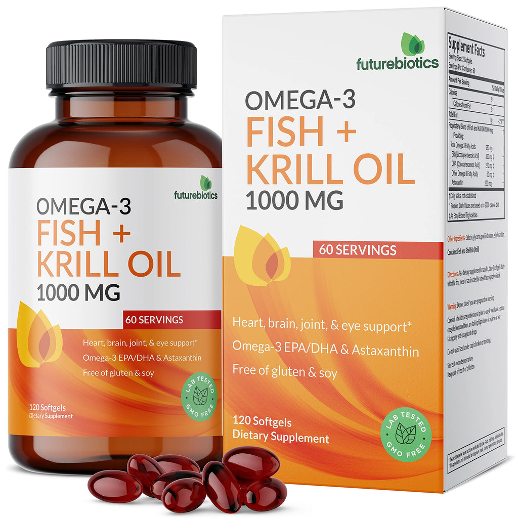 Futurebiotics Omega-3 Fish + Krill Oil 1000 MG - 120 Softgels