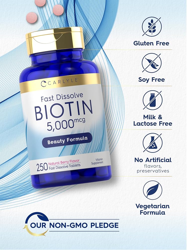 Carlyle Biotin 5000mcg for Hair, Skin & Nails - 250 Tablets - image 5