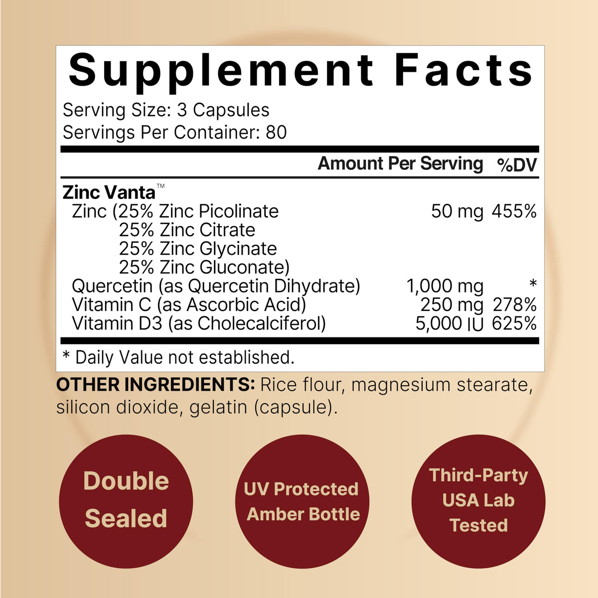 NatureBell Zinc Quercetin with Vitamin C & D3