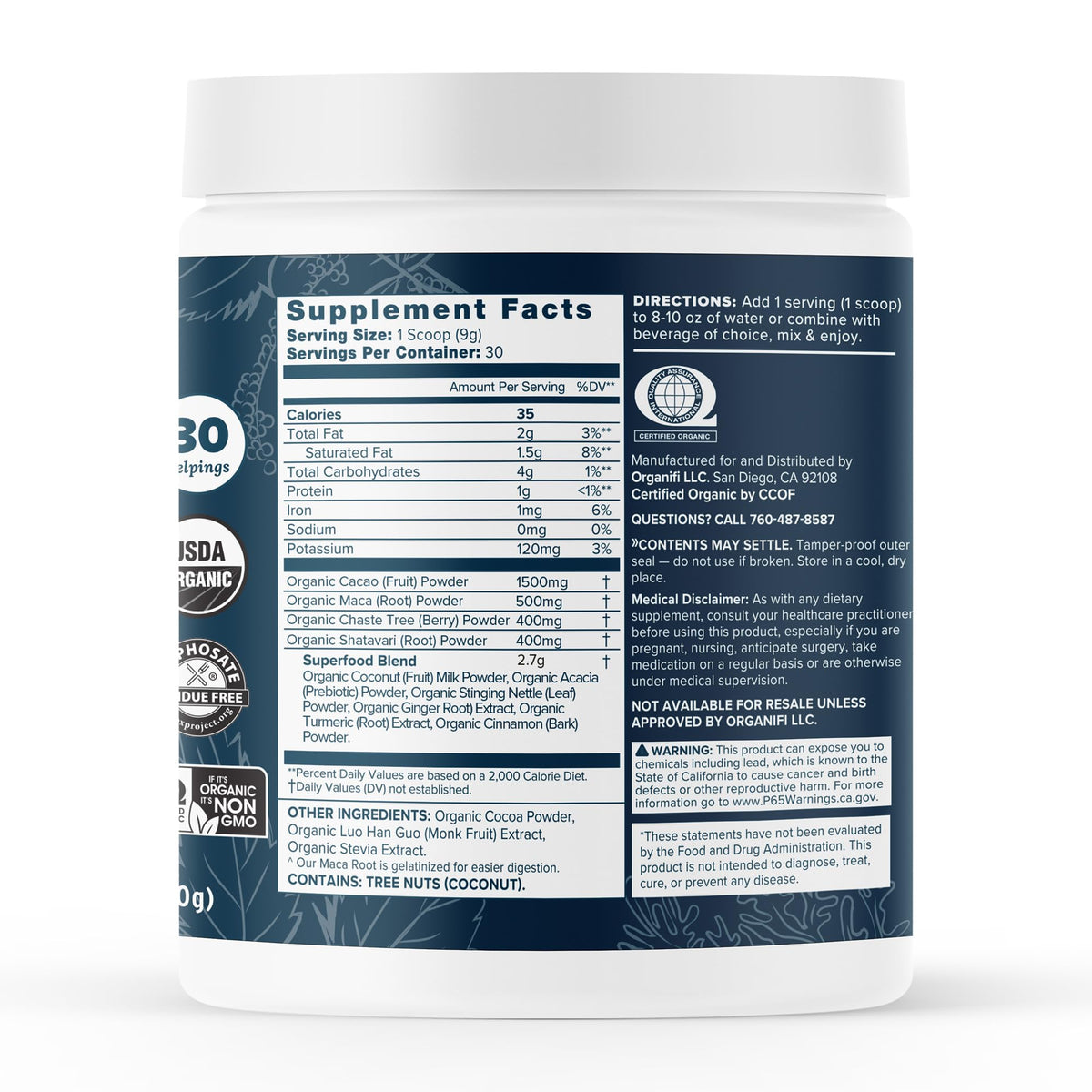 Organifi Harmony Women's Cacao Powder for Hormone Support - 30 Servings - image 2