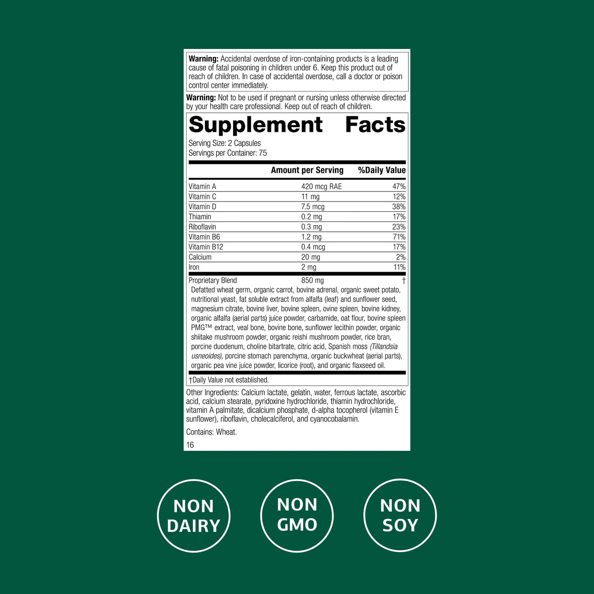Standard Process Catalyn with Iron, Energy Metabolism Support - 150 Capsules - image 2