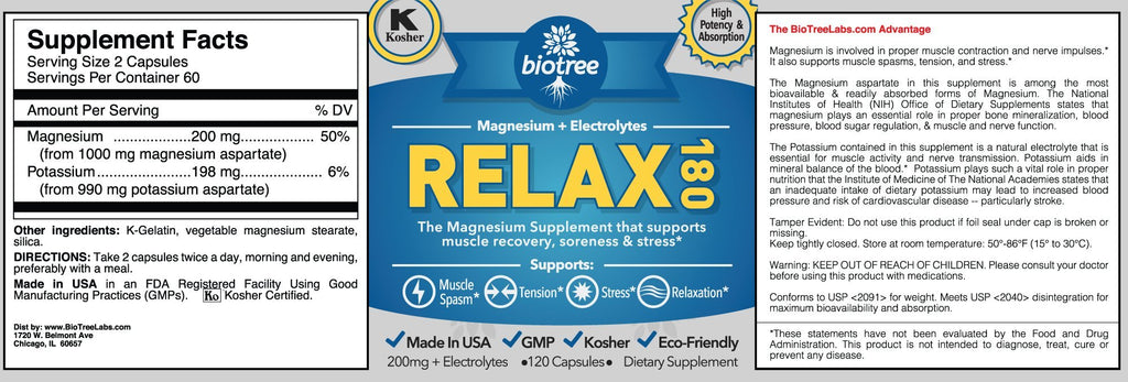 BioTree Labs Relax 180 Magnesium & Potassium - image 2
