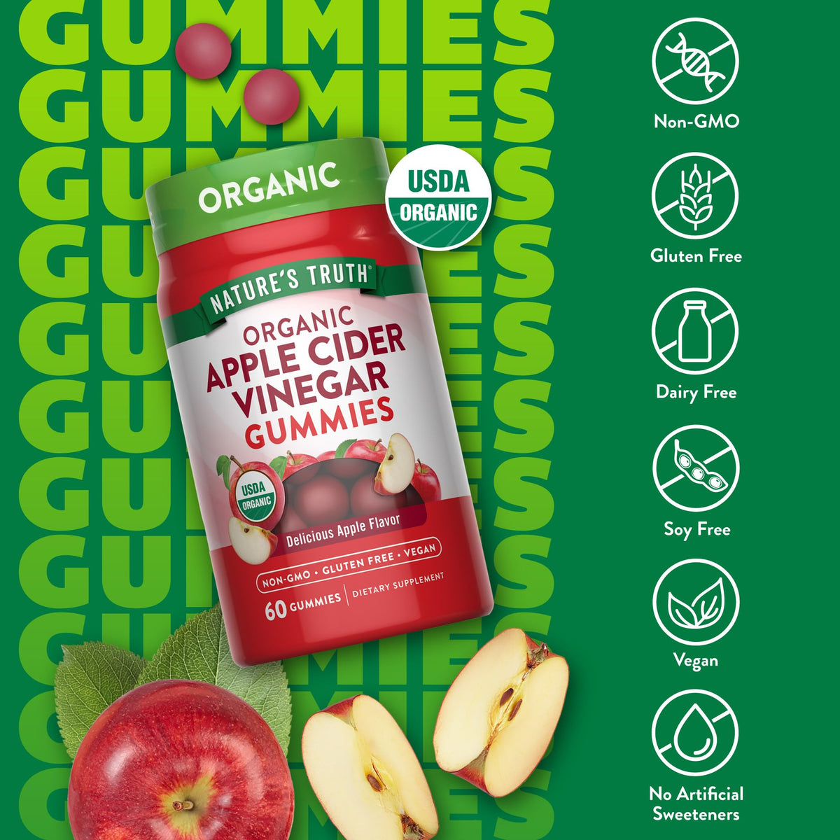 Nature's Truth Organic Apple Cider Vinegar Gummies - 60 Count - image 3