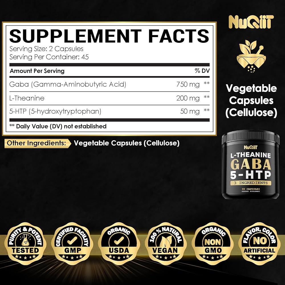 NUQIIT 3in1 GABA L-Theanine 5-HTP Brain Support - 90 Capsules - image 6