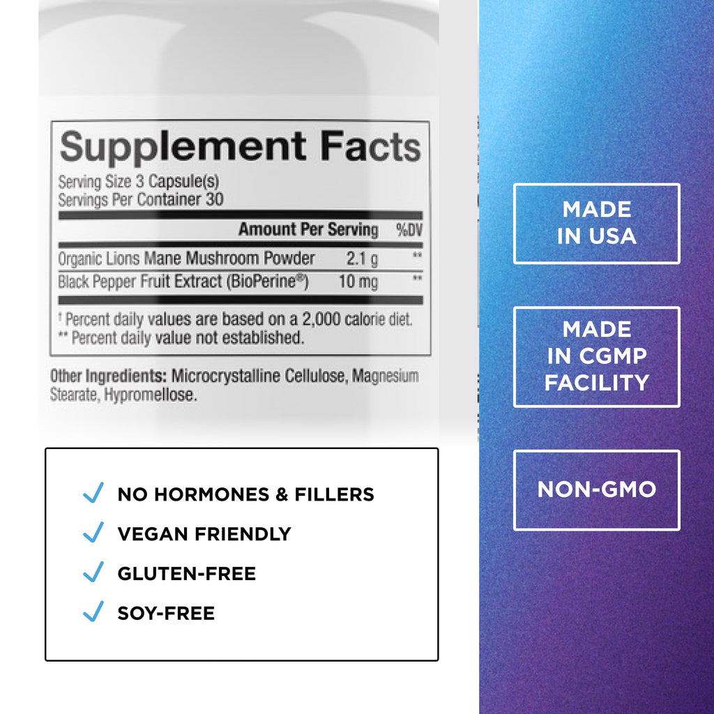 Dr. Emil Organic Lion's Mane Mushroom Supplement - 90 Capsules - image 2