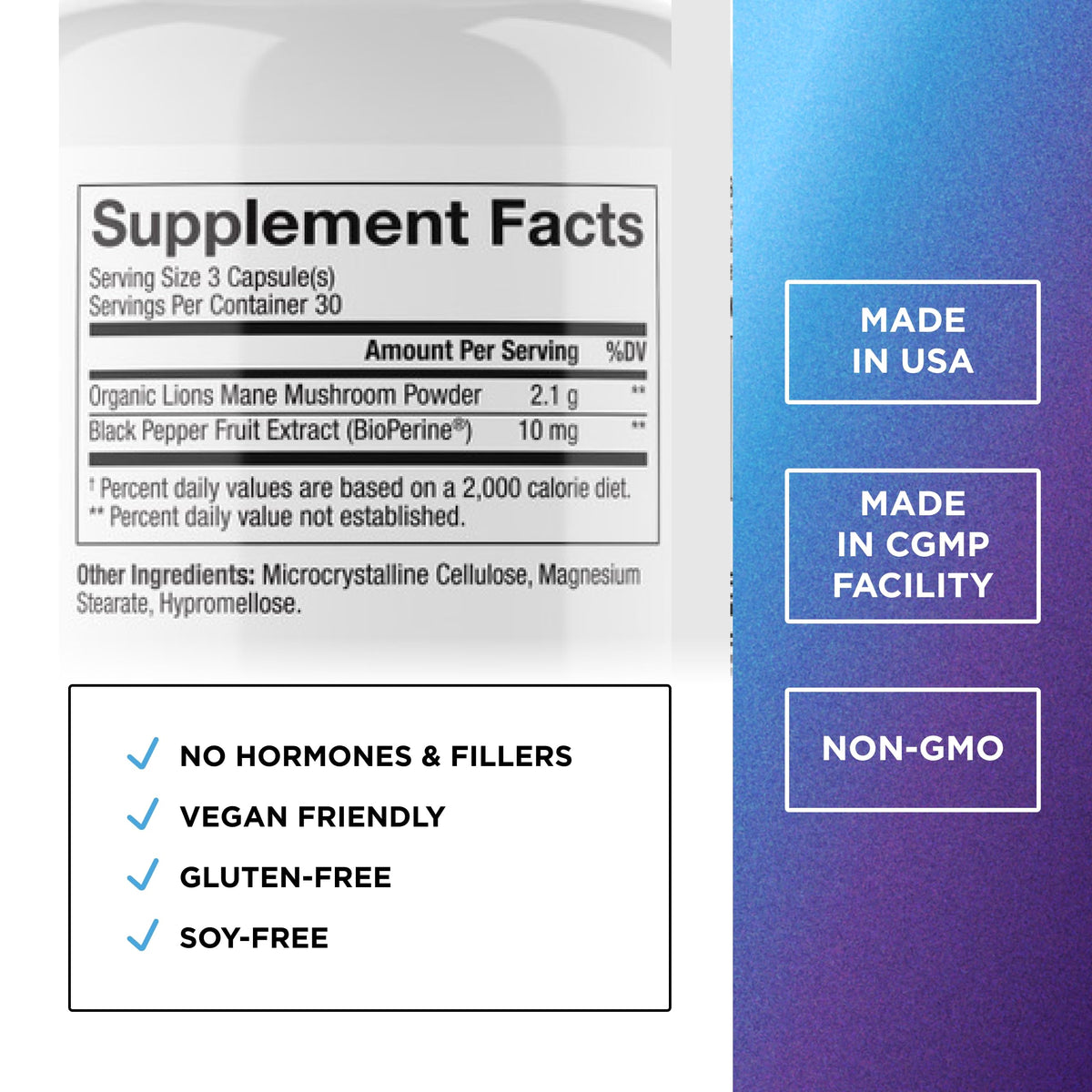 Dr. Emil Organic Lion's Mane Mushroom Supplement - 90 Capsules - image 2