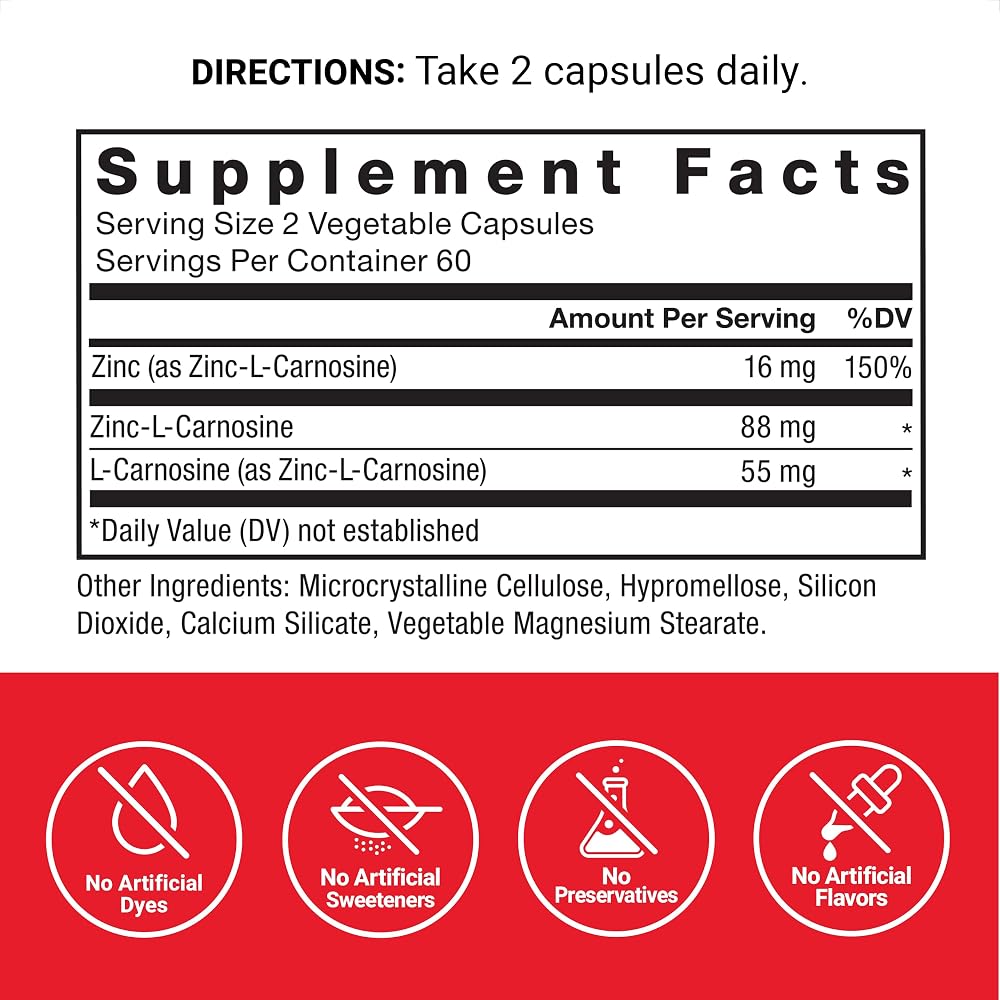 Force Factor Zinc L-Carnosine Capsules - 120 Capsules - image 4
