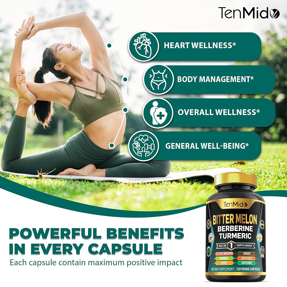Tenmido Bitter Melon 10-in-1 Formula Capsules - 120 Count - image 5