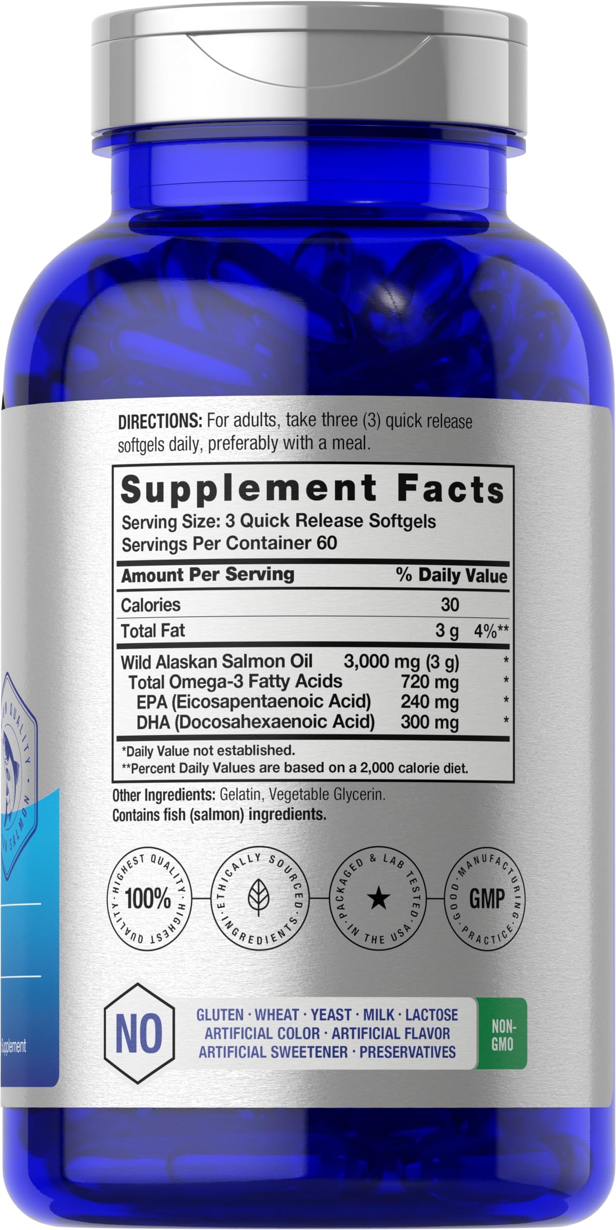 Horbäach Wild Alaskan Salmon Fish Oil 3000mg - 180 Softgels - image 2