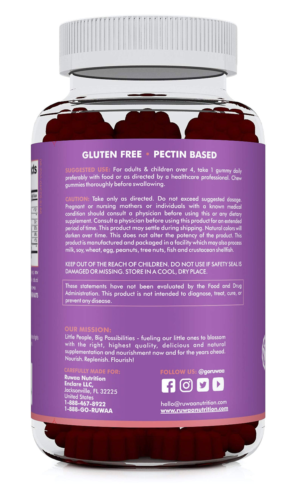 RUWAA NUTRITION Sambucus Elderberry Gummies for Kids with Zinc
