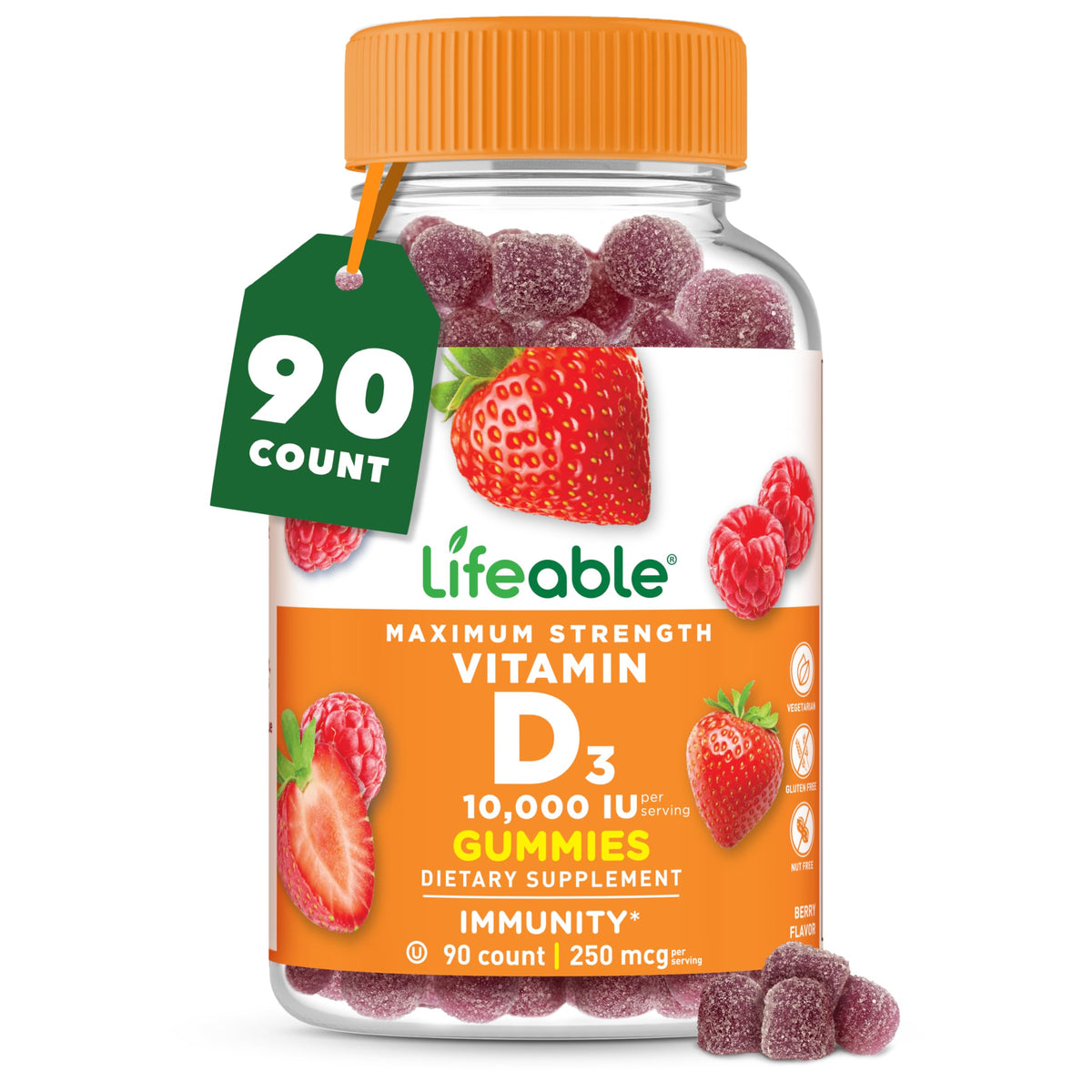 Lifeable Vitamin D3 10,000 IU Gummies - 90 Count