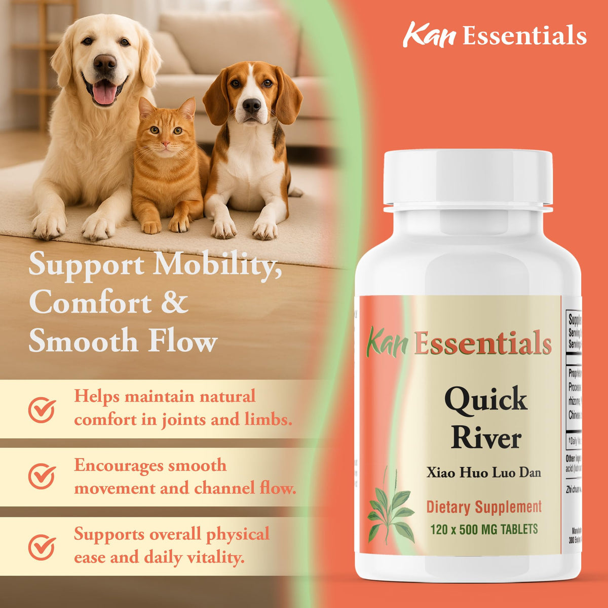Kan Herbs Quick River Pet Mobility Support - 120 Tablets - image 5