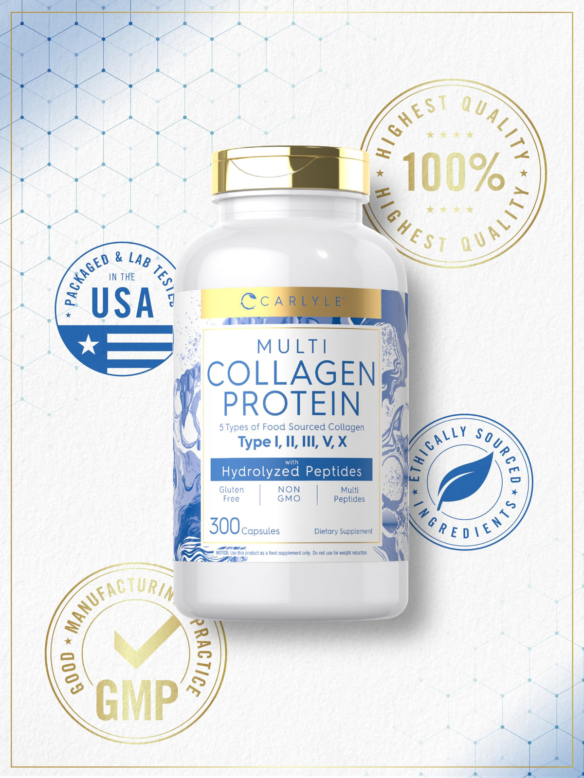 Carlyle Multi Collagen Protein Capsules 2000mg - 300 Count - image 6