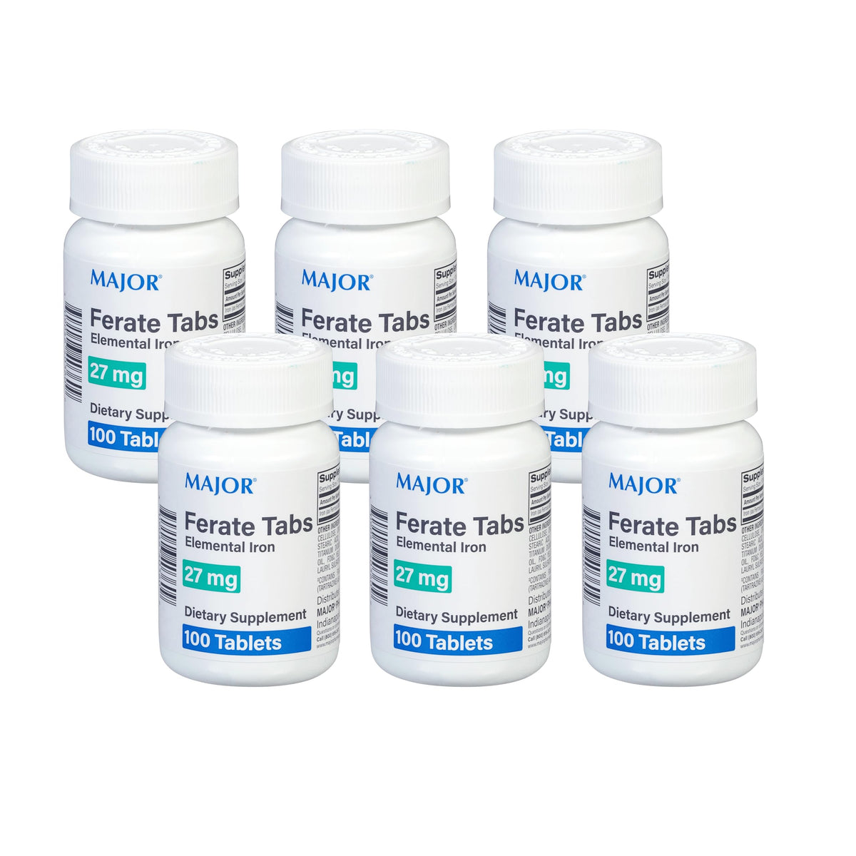 Major 27 mg Ferate Tabs - Ferrous Gluconate Elemental Iron Dietary