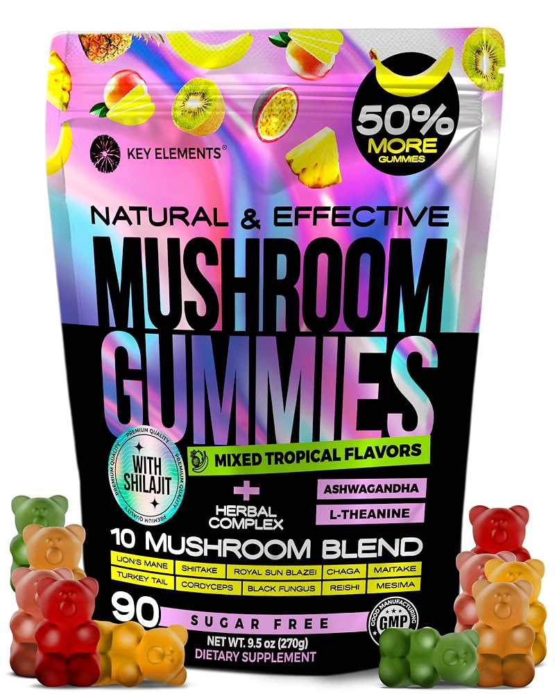 KEY ELEMENTS Mushroom Gummies with Ashwagandha & L-Theanine - 90 Count