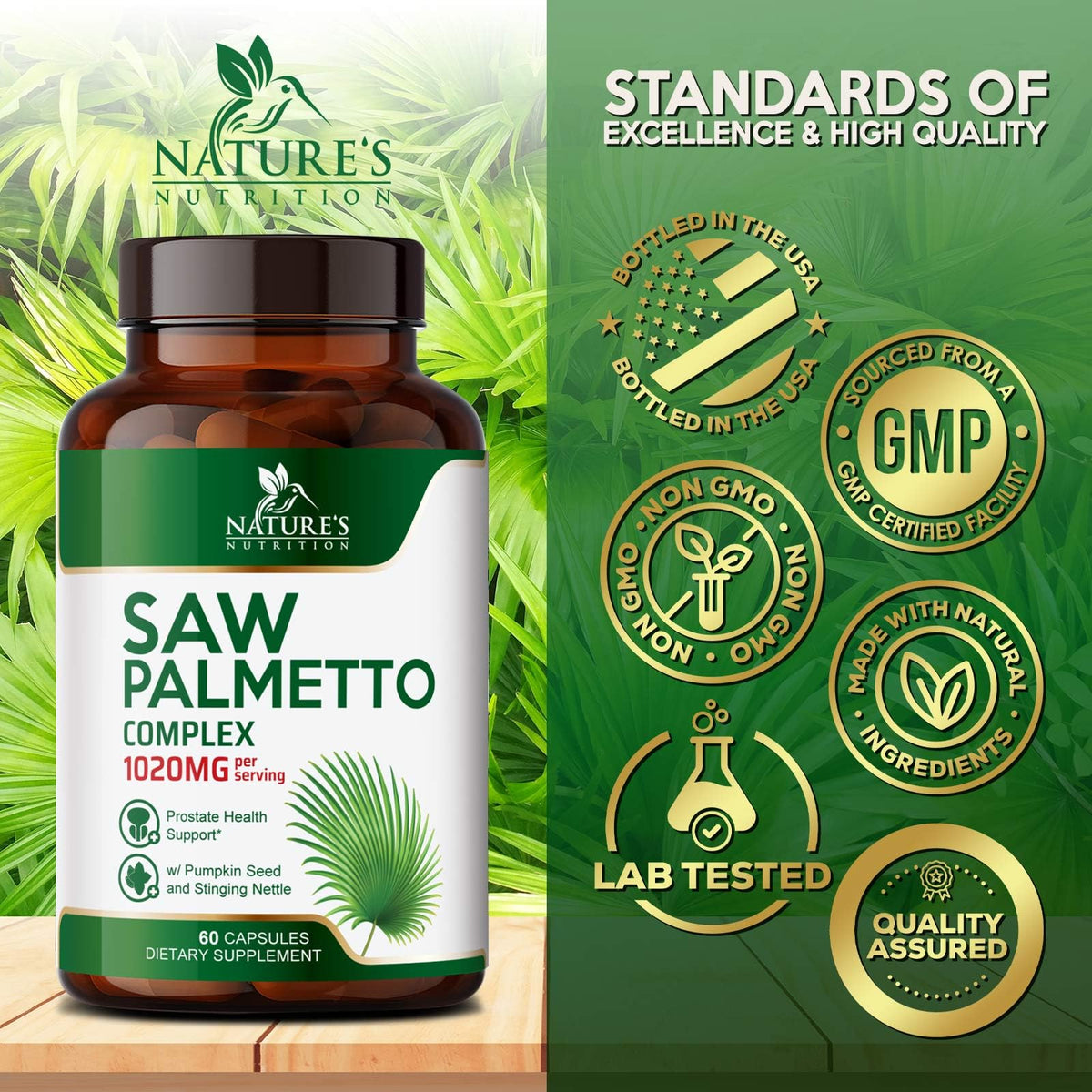 Nature's Nutrition Saw Palmetto for Men - 3X Strength Prostate Health