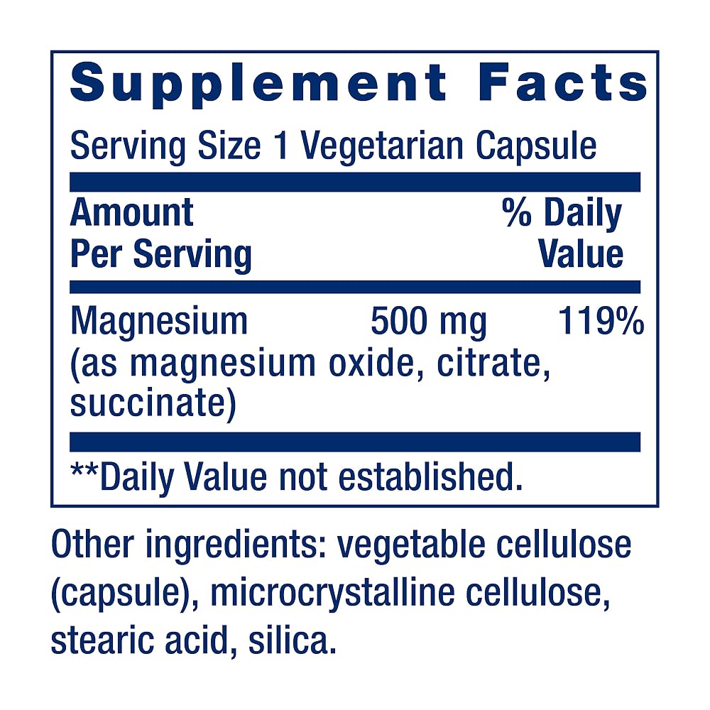 Life Extension Magnesium Caps 500 mg Heart Health - 200 Vegetarian Capsules - image 2