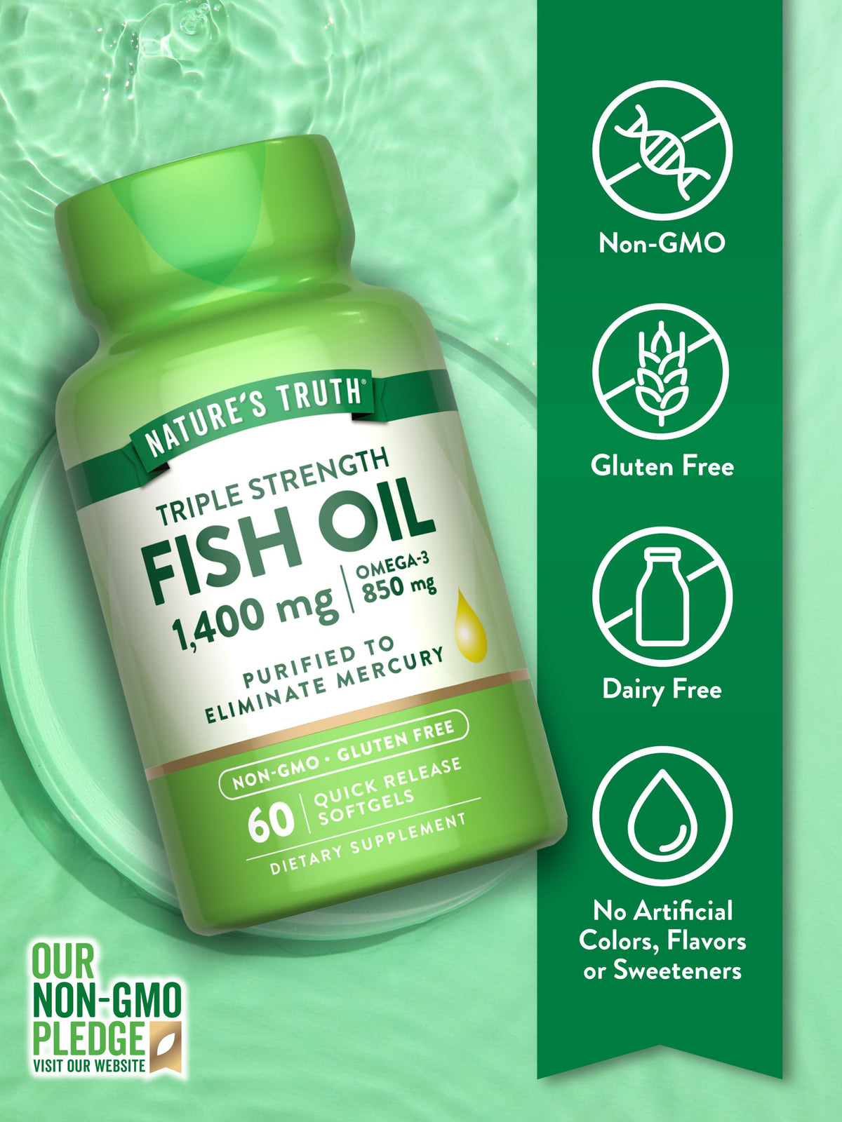 Nature's Truth Triple Strength Fish Oil 1400 mg - 60 Softgels - image 3