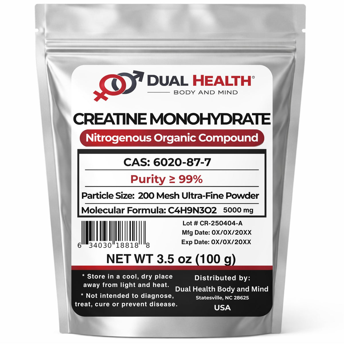Dual Health Creatine Monohydrate Powder - 100 Grams