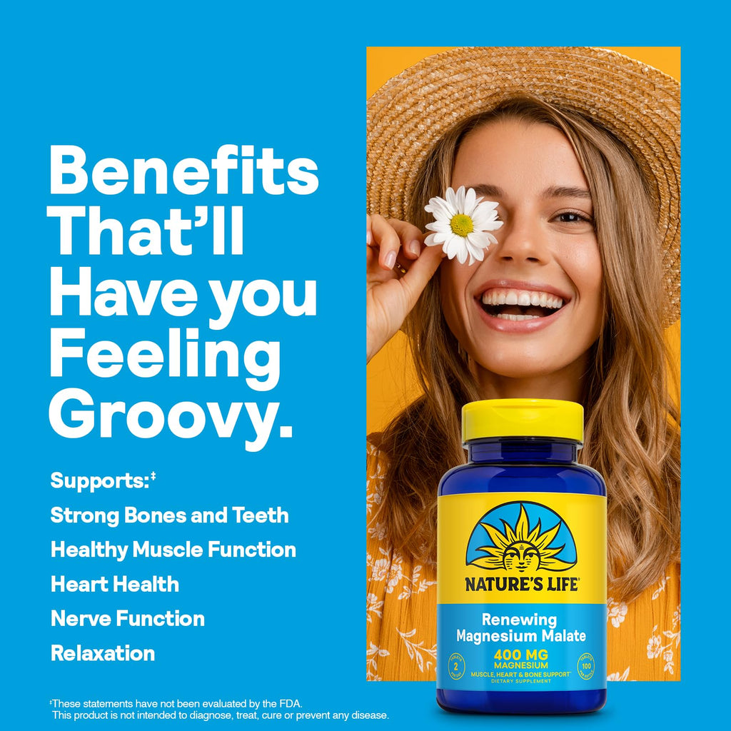 Nature's Life Renewing Magnesium Malate 400 mg - 100 Tablets - image 3