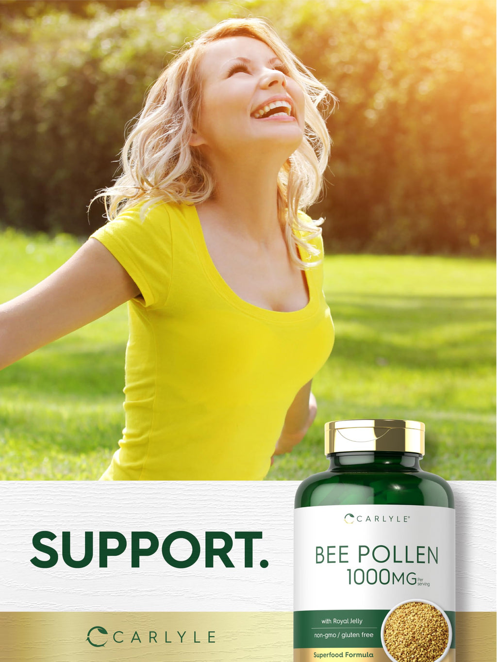 Carlyle Bee Pollen Supplement 1000mg - 200 Caplets - image 6