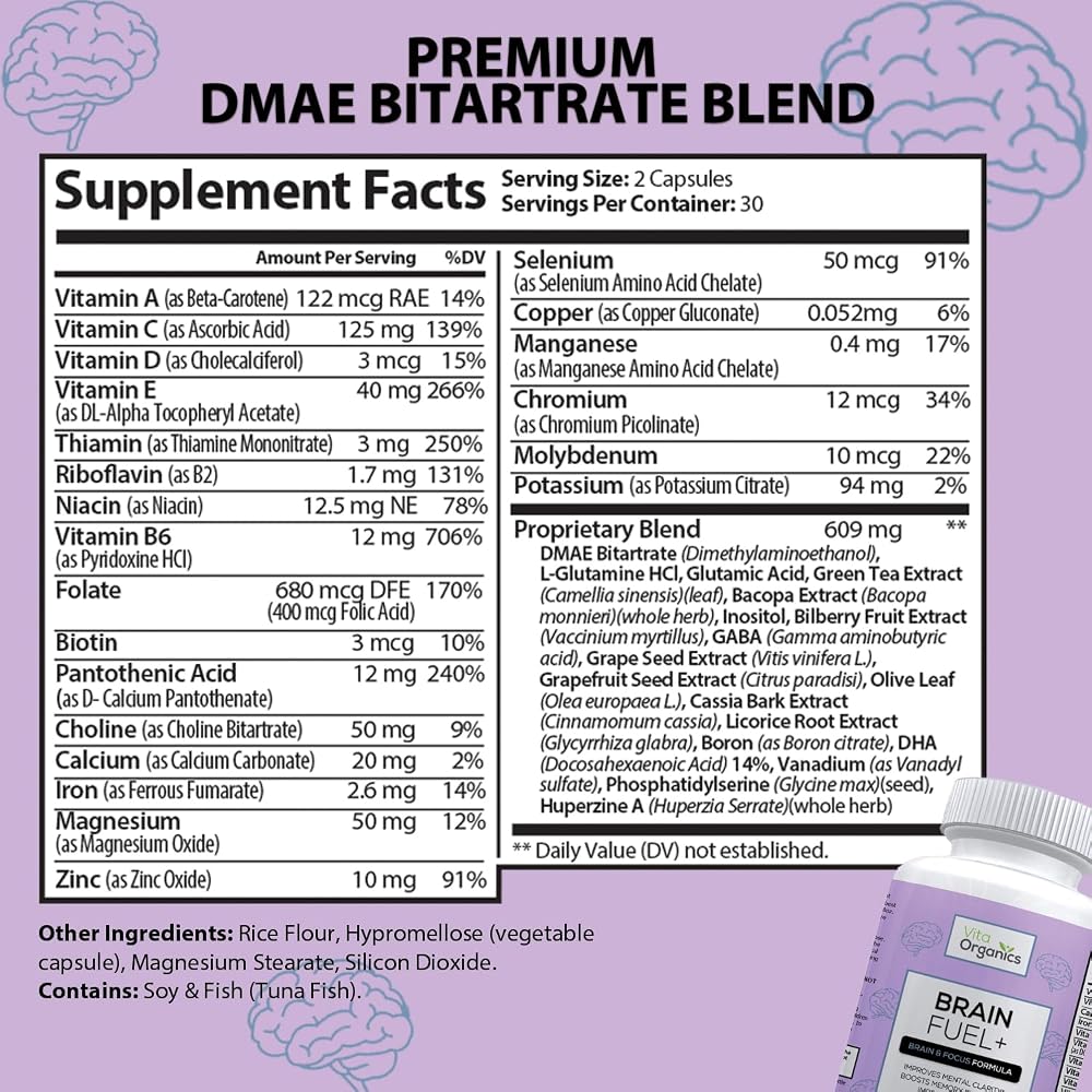 Vita Organics Brain Fuel+ DMAE Memory Supplement - 60 Capsules - image 7