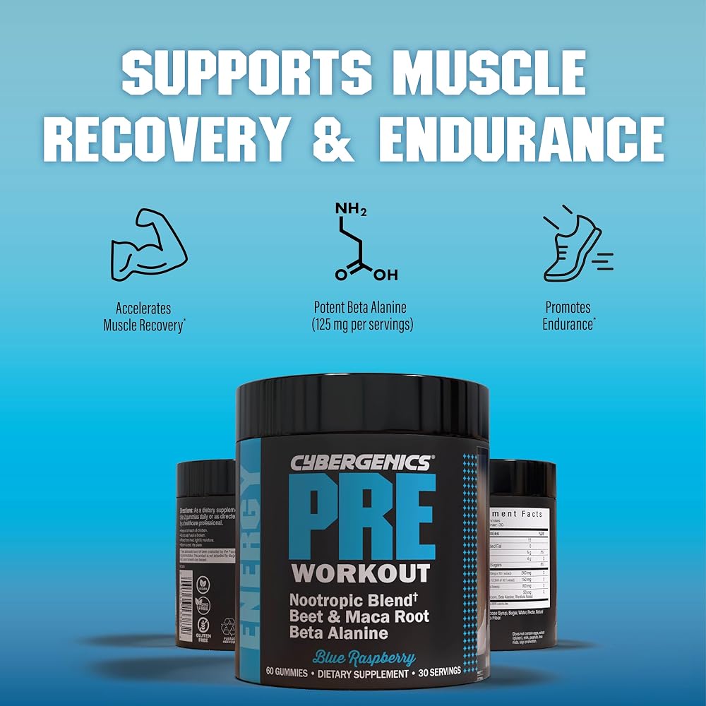 Cybergenics Pre-Workout Gummies for Energy & Performance - 60 Gummies - image 5