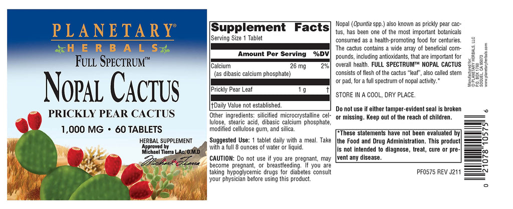 Planetary Herbals Nopal Cactus 1000mg Antioxidant - 60 Tablets - image 4