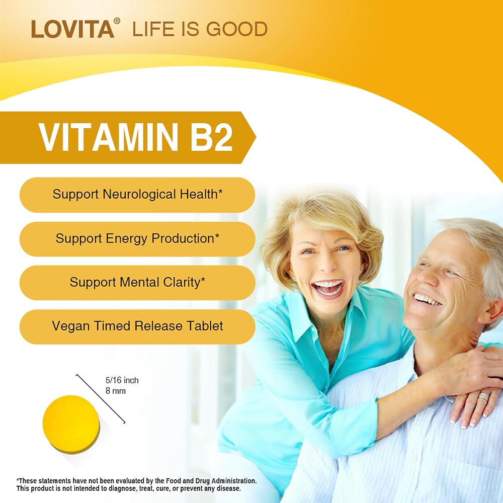 LOVITA Vitamin B2 Riboflavin 100mg Timed Release - 130 Tablets - image 4