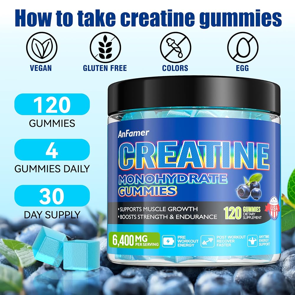 AnFamer Creatine Monohydrate Gummies for Strength - 120 Count - image 5