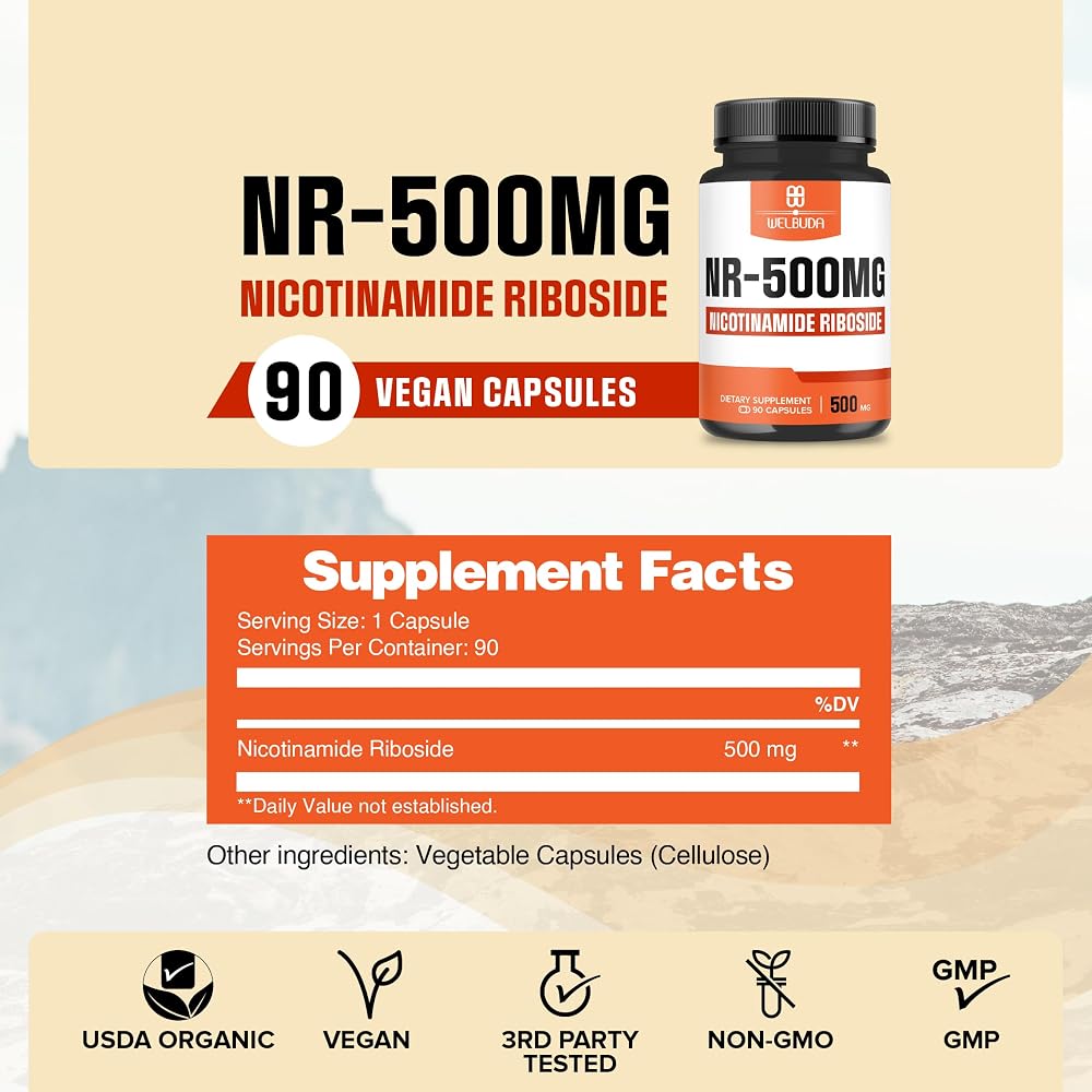 WELBUDA NAD+ Supplement with Nicotinamide Riboside 500mg - 90 Capsules - image 2