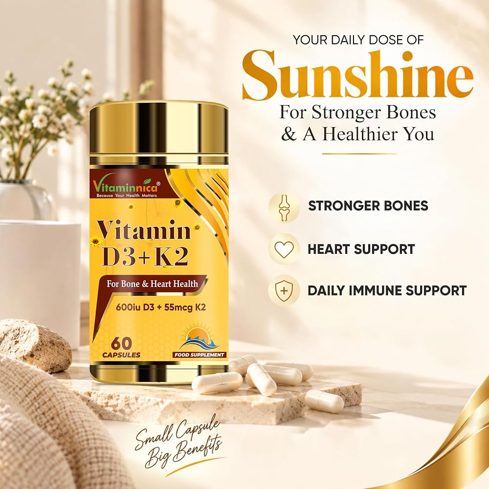 Vitaminnica Vitamin D3 + K2 Bone & Heart Health - 60 Capsules - image 4